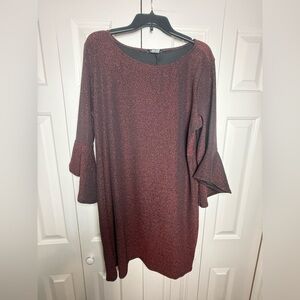 Sage & Vicky glitter bell-sleeve shift dress
